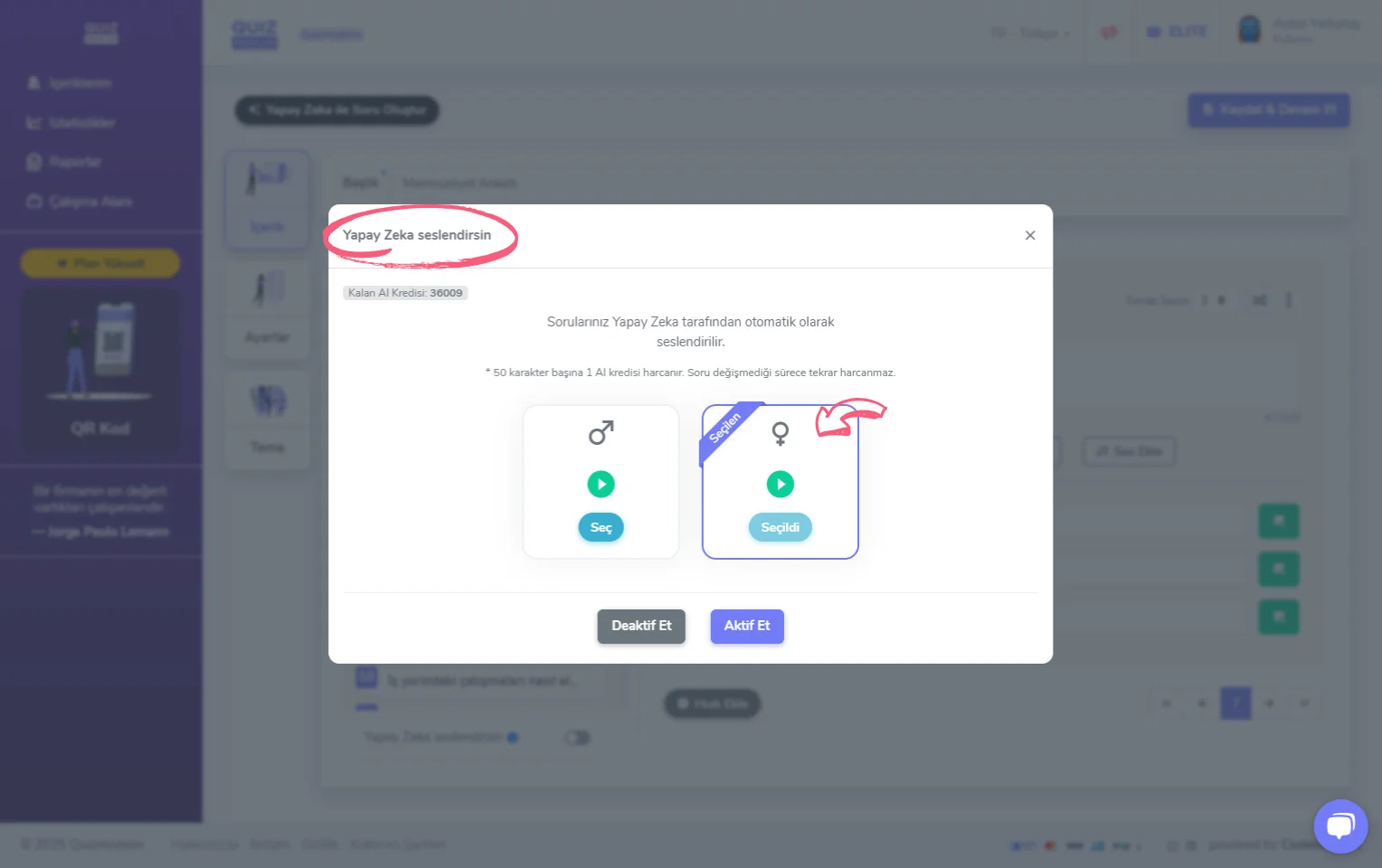 anket oluşturma - içerik - yapay zeka seslendirmesi