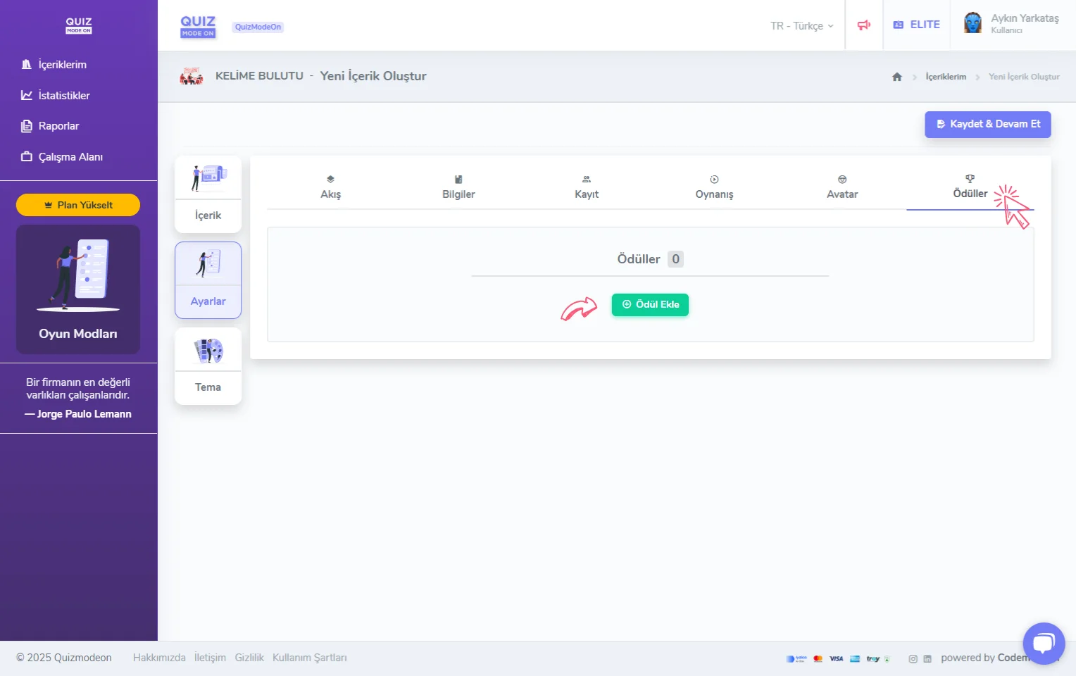 kelime bulutu oluşturma - ayarlar - ödüller