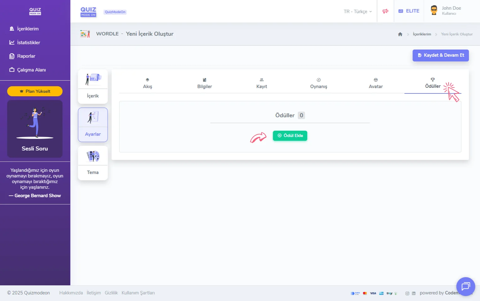 wordle oluşturma - ayarlar - ödüller