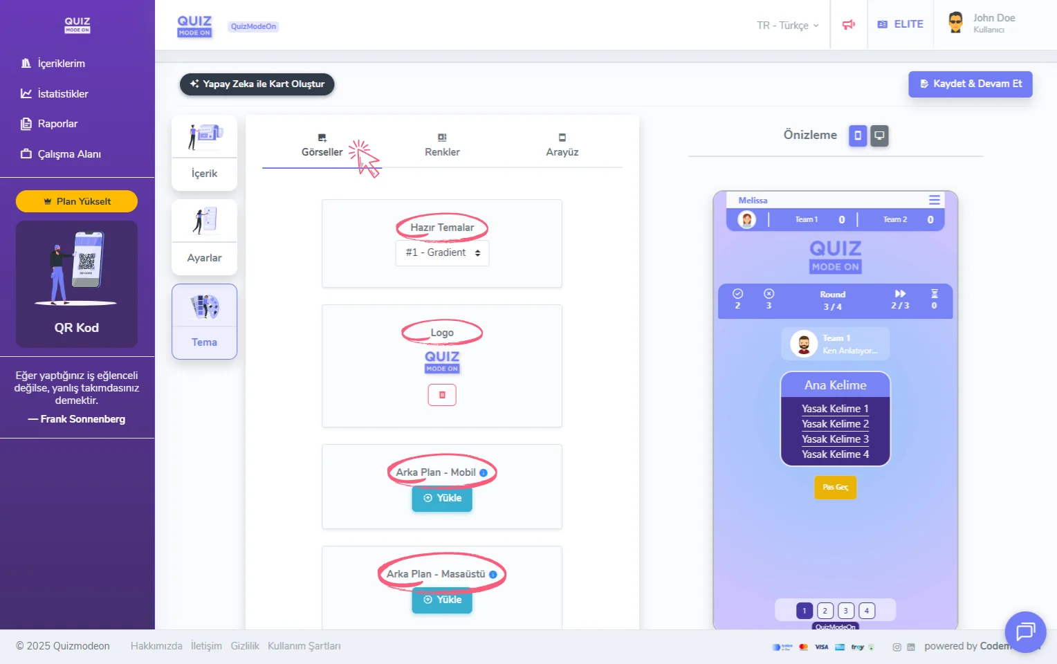 tabu oluşturma - tema editörü - görseller