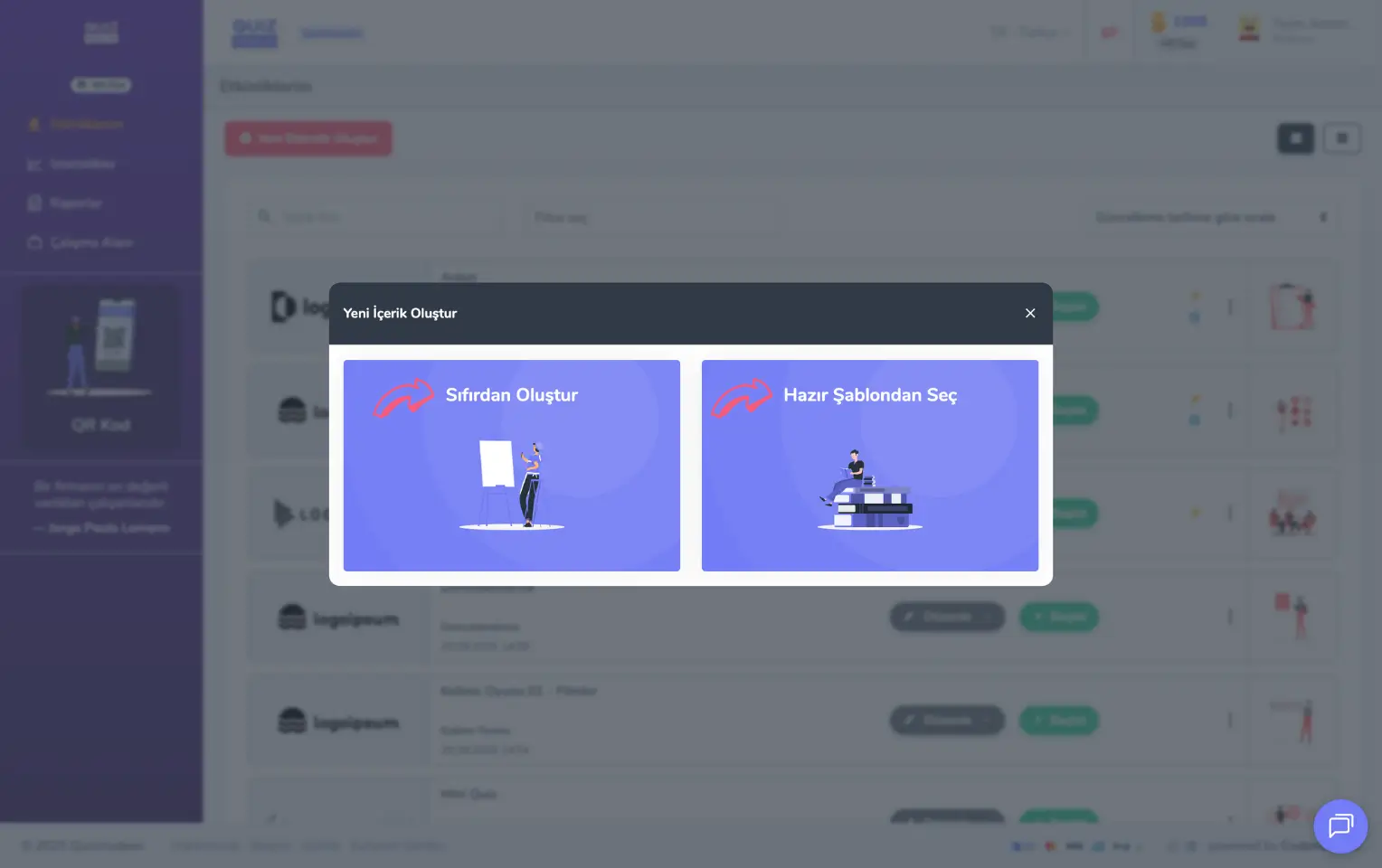 admin üye - ana sayfa - etkinliklerim - yeni etkinlik - sıfırdan veya şablondan