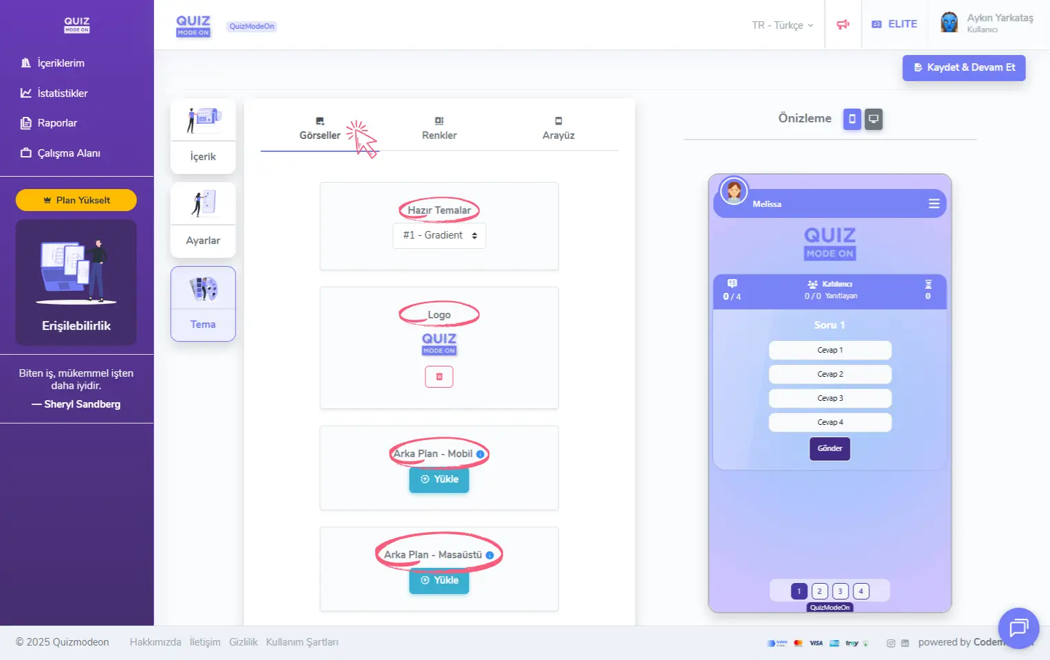 anket oluşturma - tema editörü - görseller