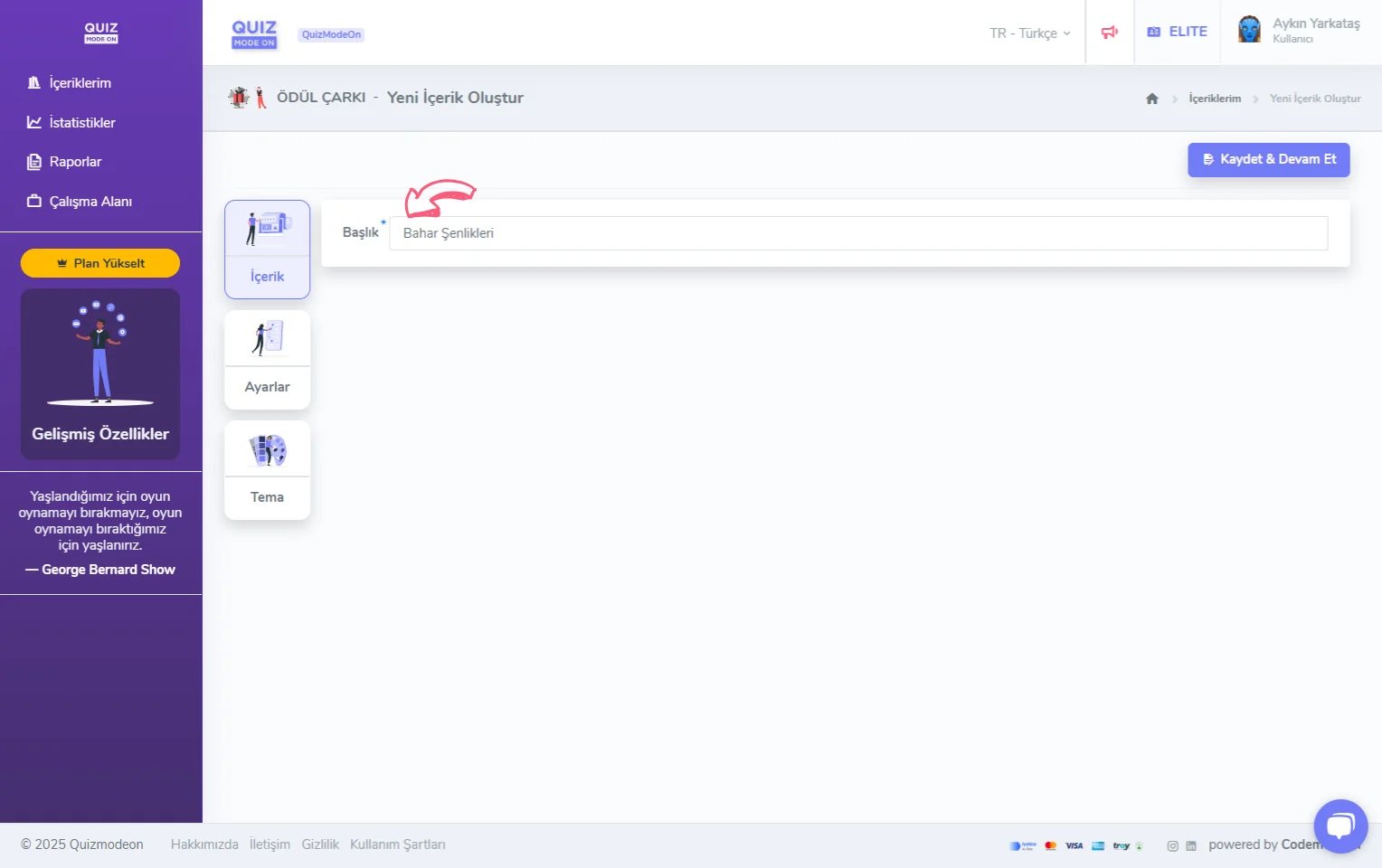 ödül çarkı oluşturma - içerik - başlık