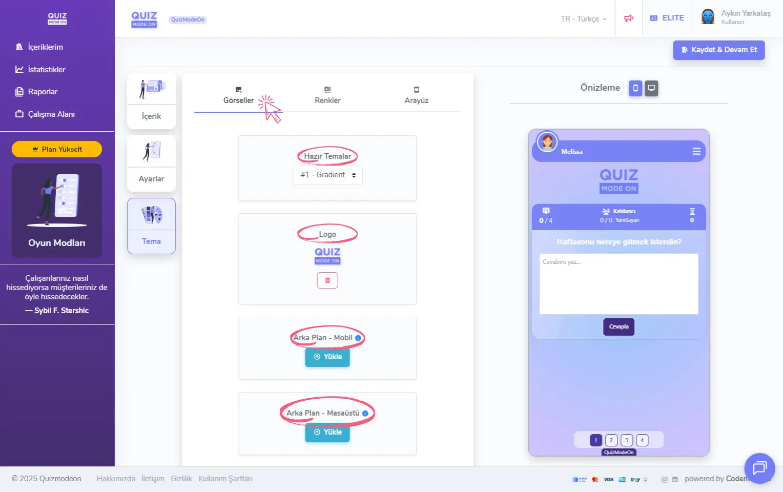 açık uçlu oluşturma - tema editörü - görseller
