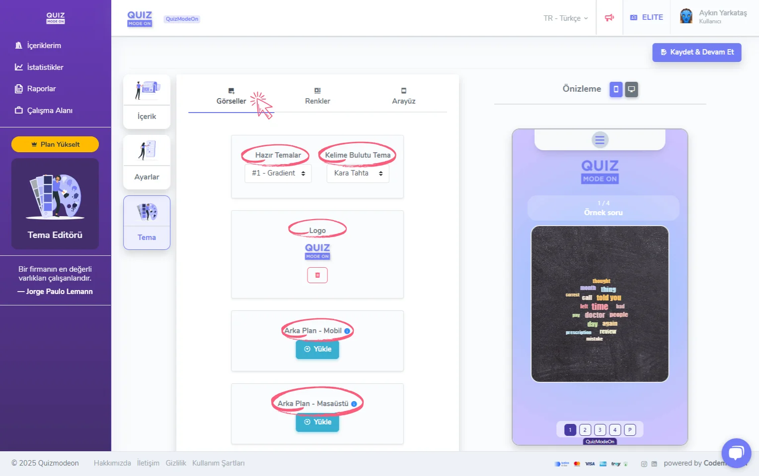 kelime bulutu oluşturma - tema editörü - görseller