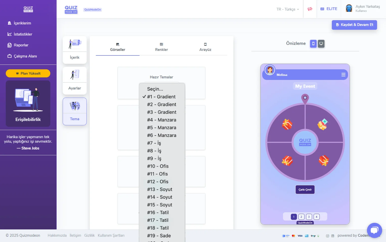 ödül çarkı oluşturma - tema editörü - görseller - hazır temalar