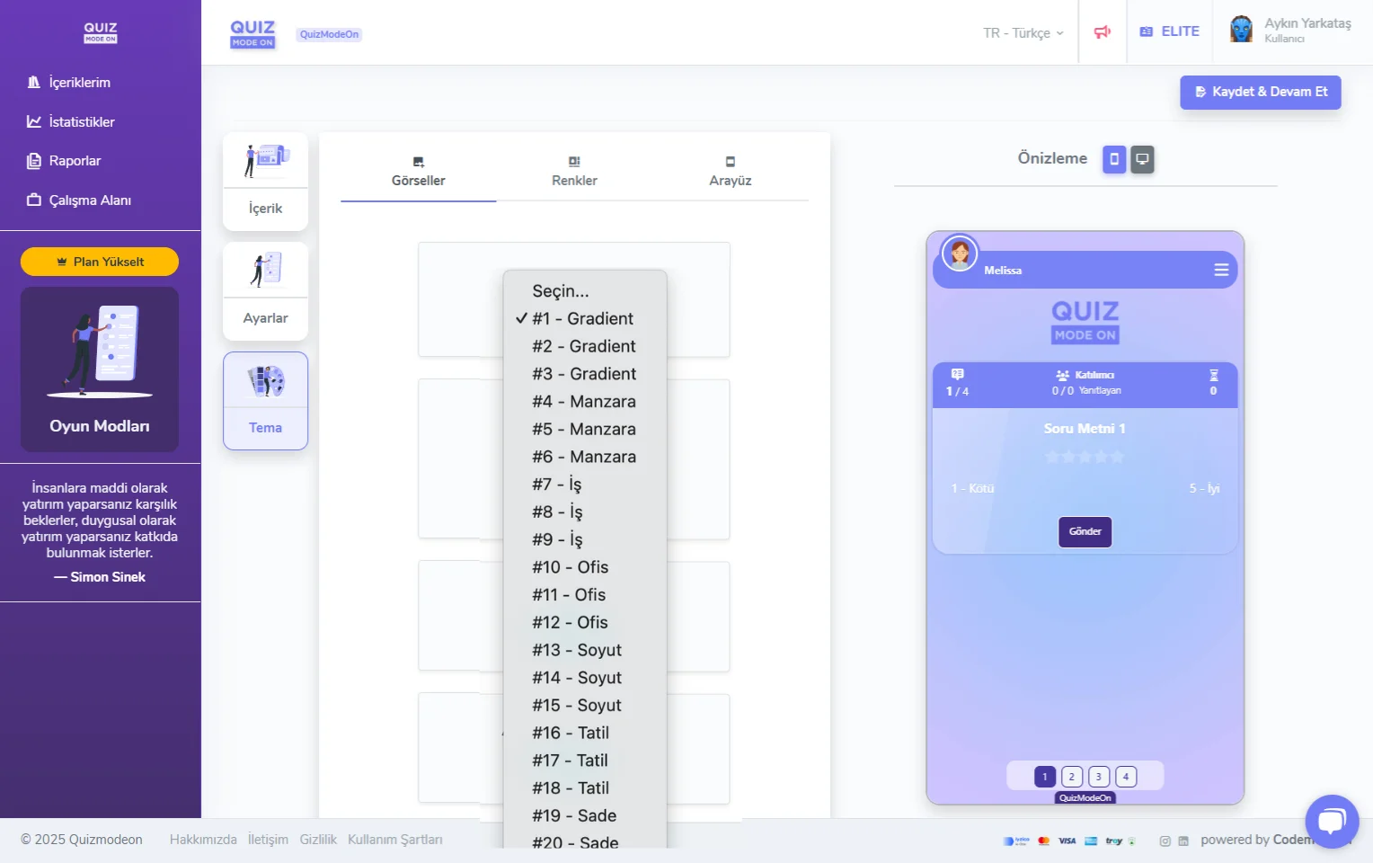 derecelendirme oluşturma - tema editörü - görseller - hazır temalar