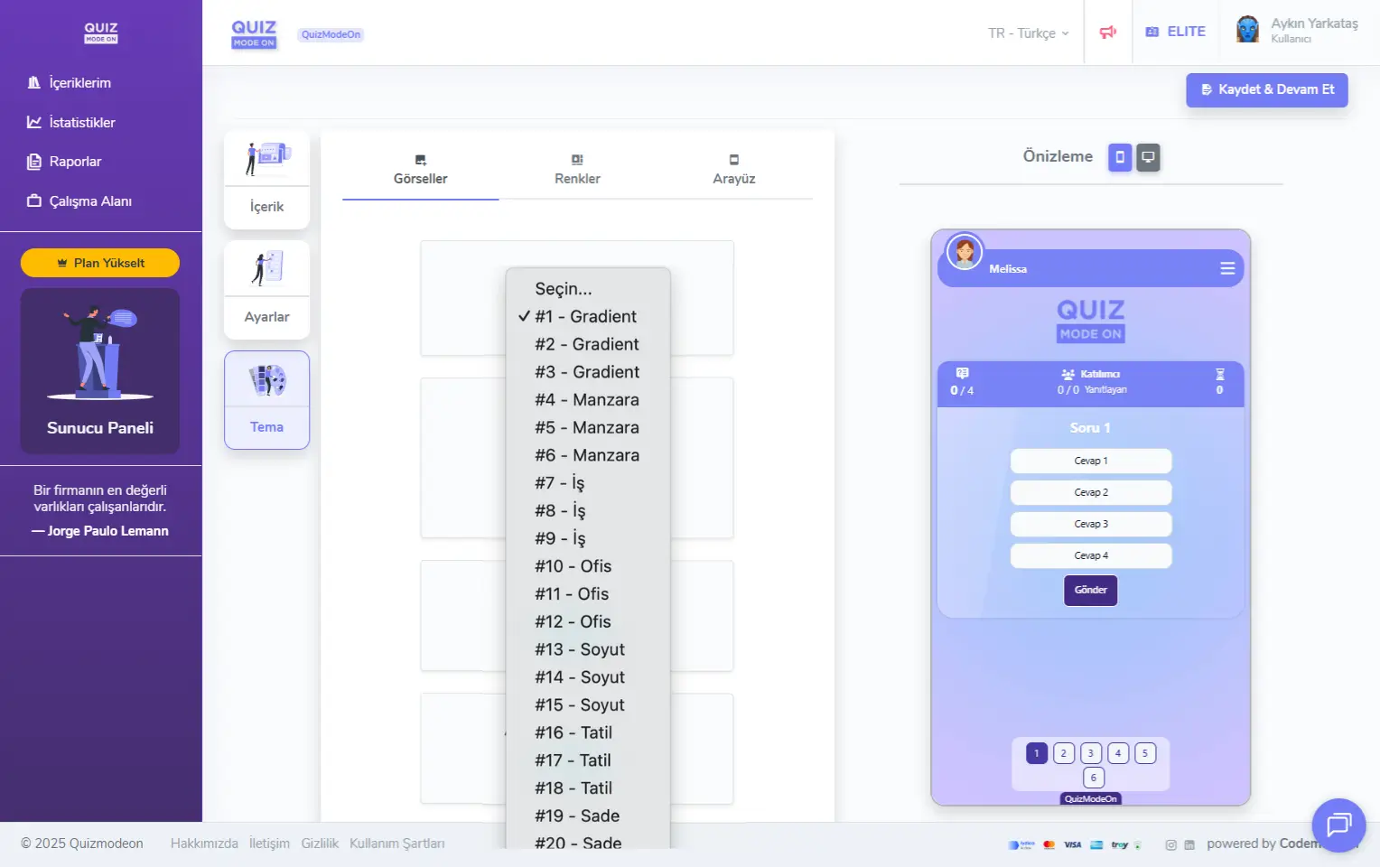 karma anket oluşturma - tema editörü - görseller - hazır temalar