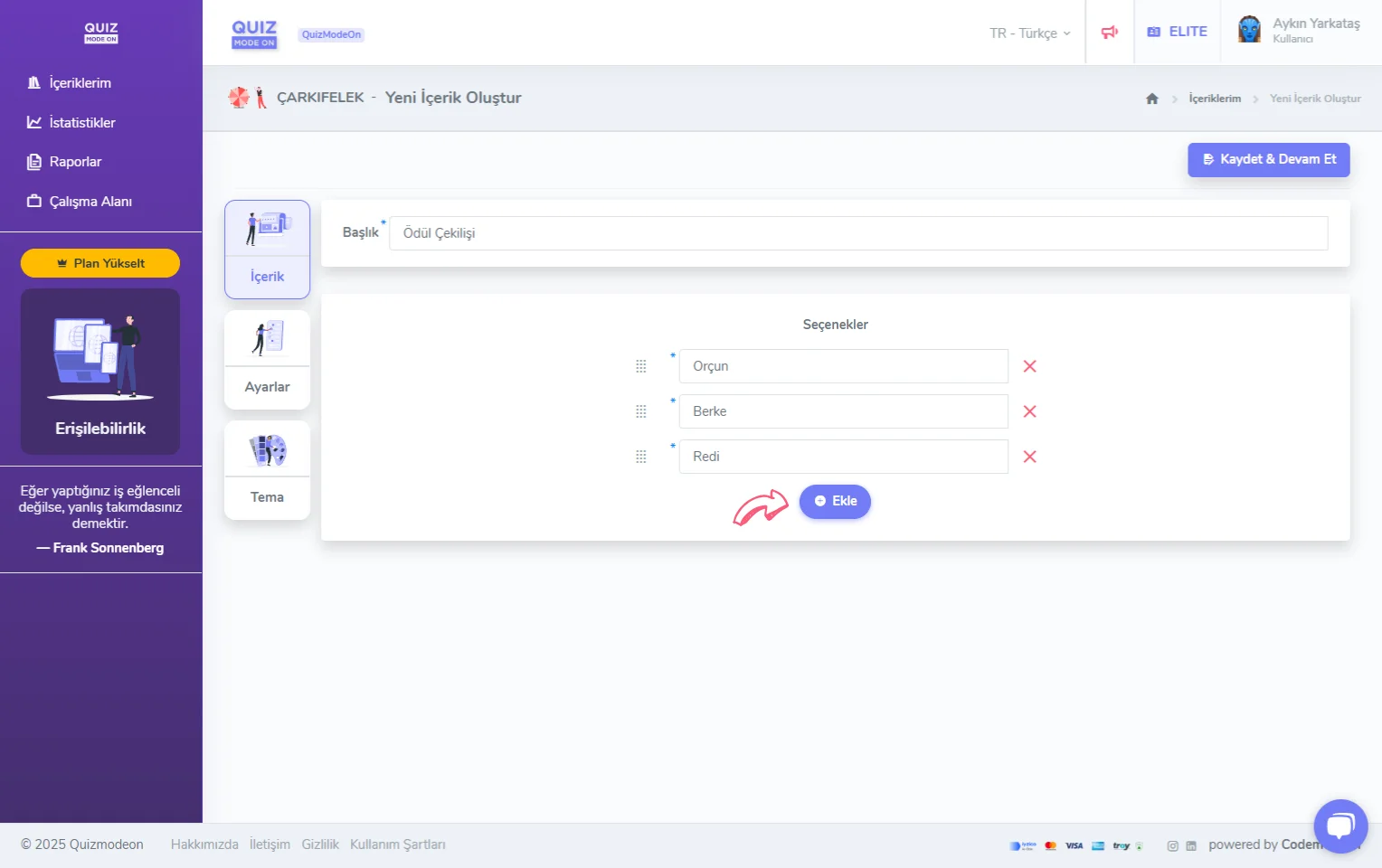 çarkıfelek oluşturma - içerik - çark kelimeleri