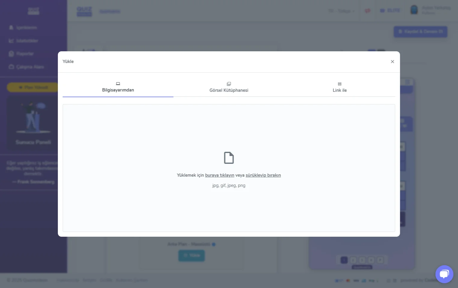 tombala oluşturma - tema editörü - görseller - logo ve arka plan görseli yükleme