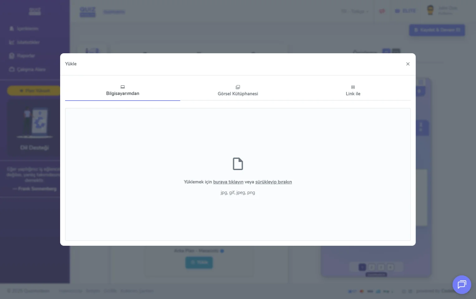 çiz bakalım oluşturma - tema editörü - görseller - logo ve arka plan görseli yükleme
