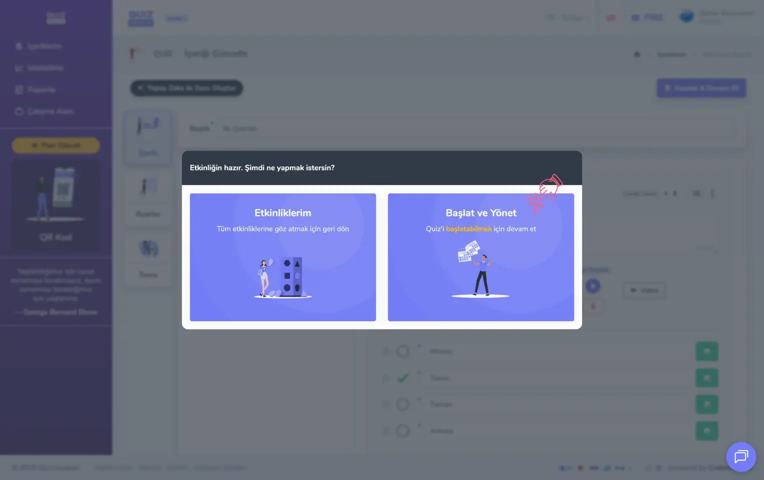 admin üye - etkinliklerim - yeni etkinlik oluşturma - etkinlik yönetme
