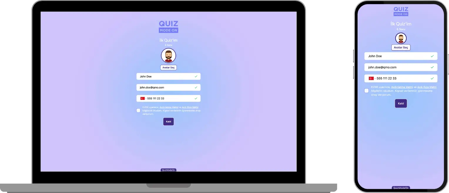 katılımcı - kayıt ekranı - PIN'siz giriş