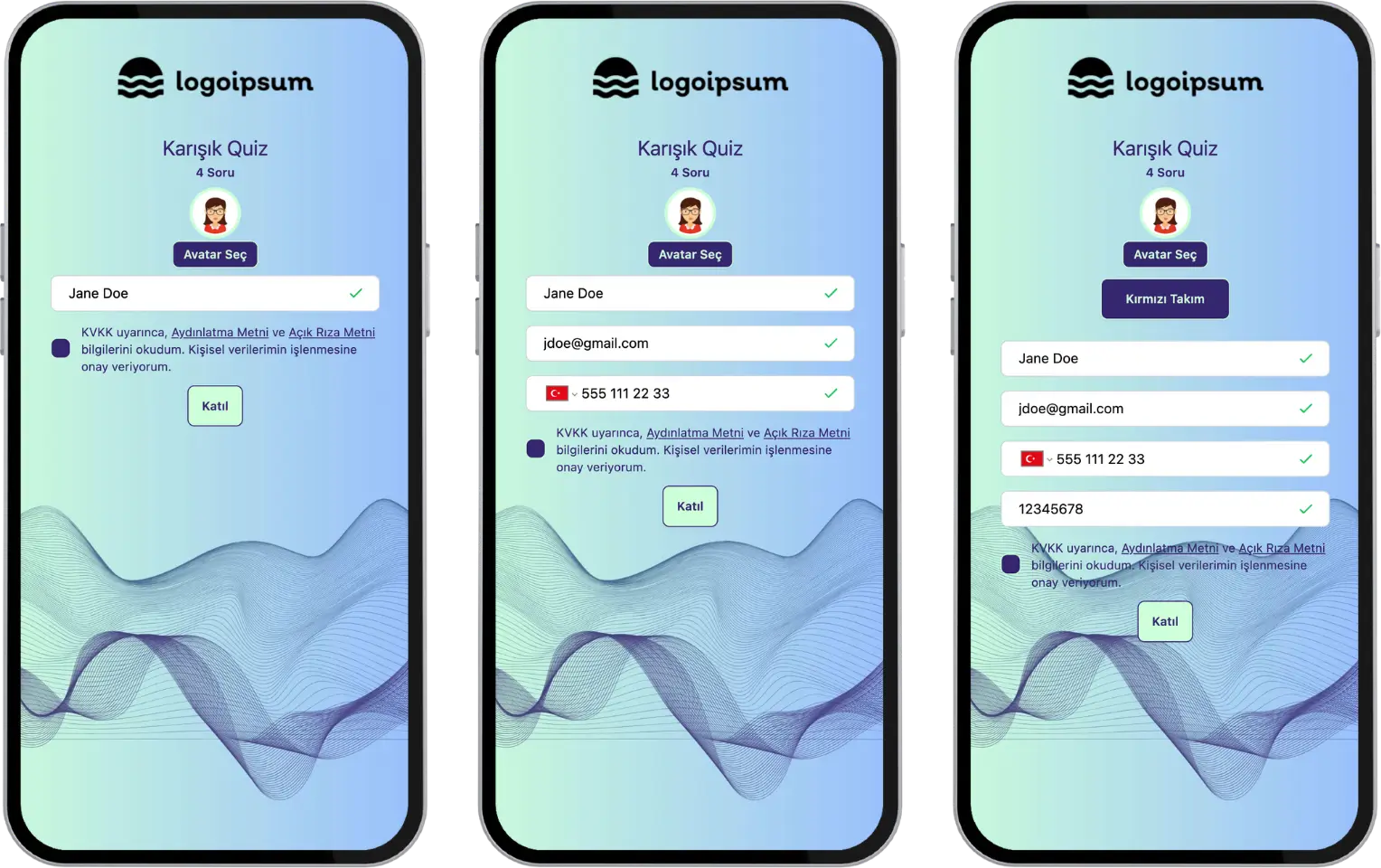 katılımcı - kayıt ekranı - katılımcı bilgileri