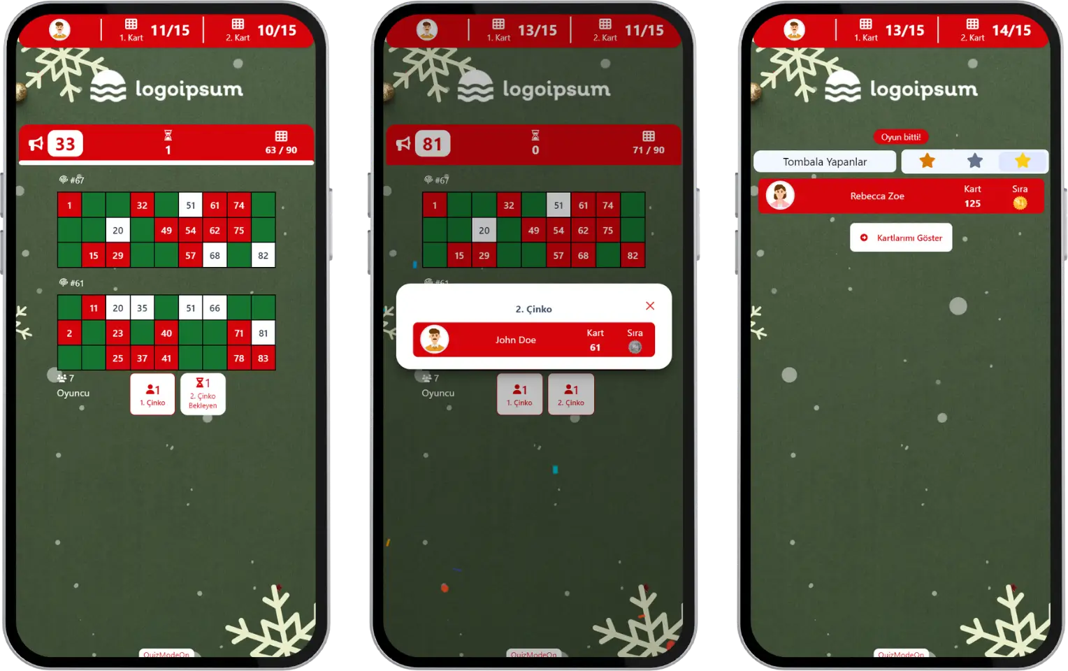 katılımcı - etkinlik akışı (tombala) - sonuçlar - çinko ve tombala