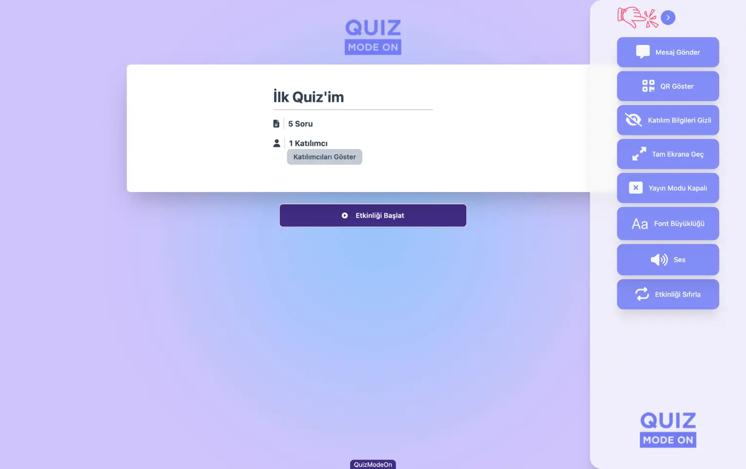 sunucu sayfası - moderasyon menüsü