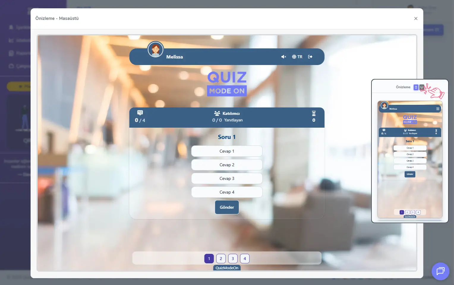 dinamik anket oluşturma - tema editörü - önizleme