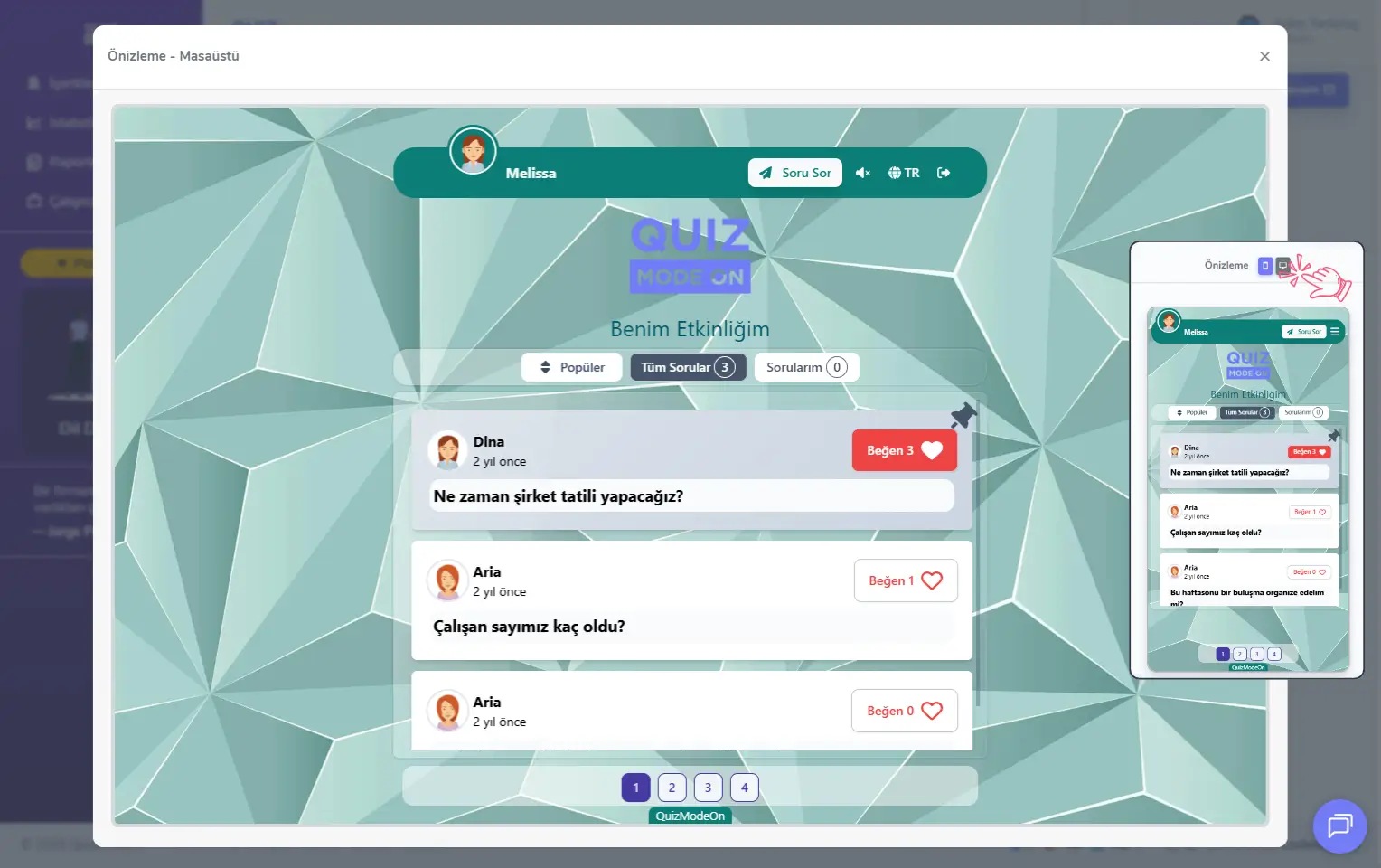soru ve cevap oluşturma - tema editörü - önizleme