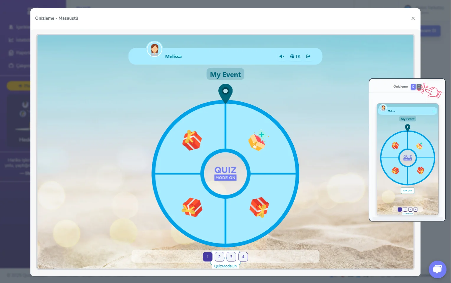 ödül çarkı oluşturma - tema editörü - önizleme