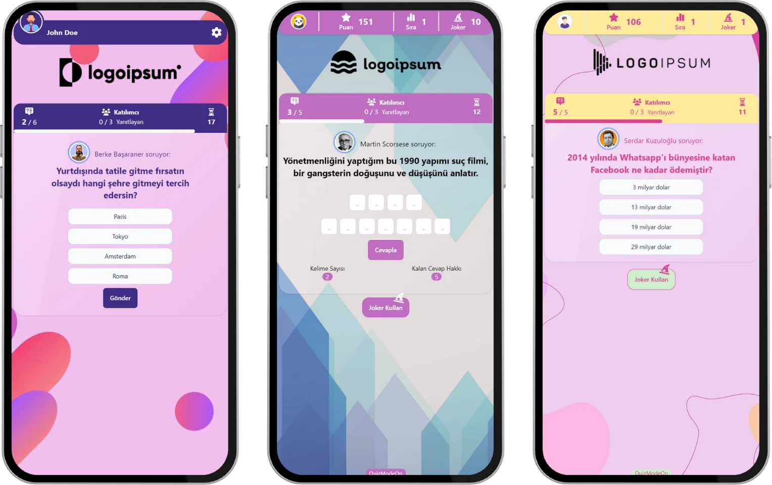 içerik özelleştirme - soru türleri - sponsor soru
