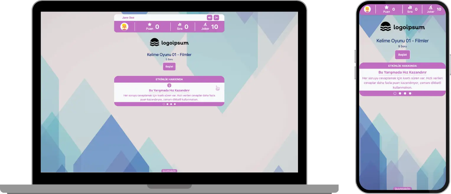 katılımcı - lobi - etkinlik başlatma - laptop ve mobil cihaz