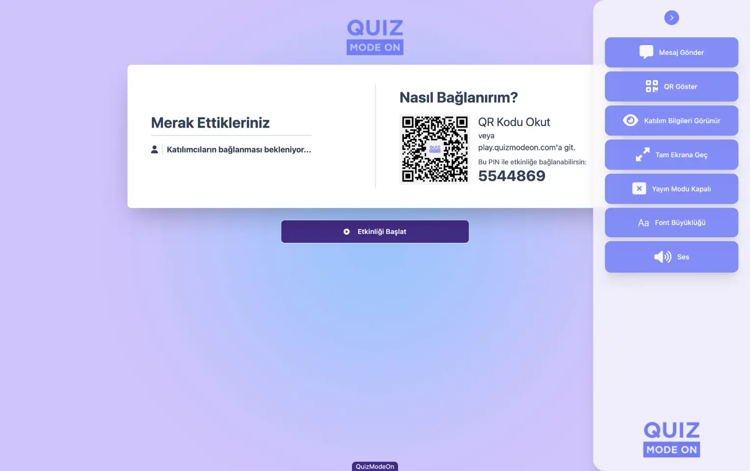 sunucu - sunucu sayfası - ana ekran ve moderasyon menüsü