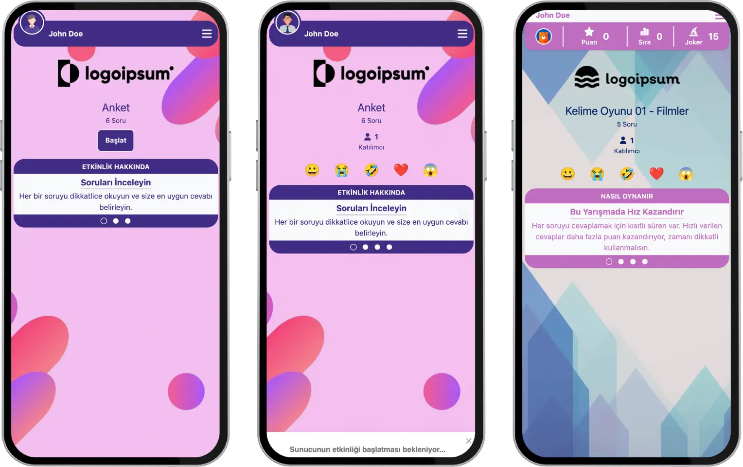 katılımcı - lobi ekranı