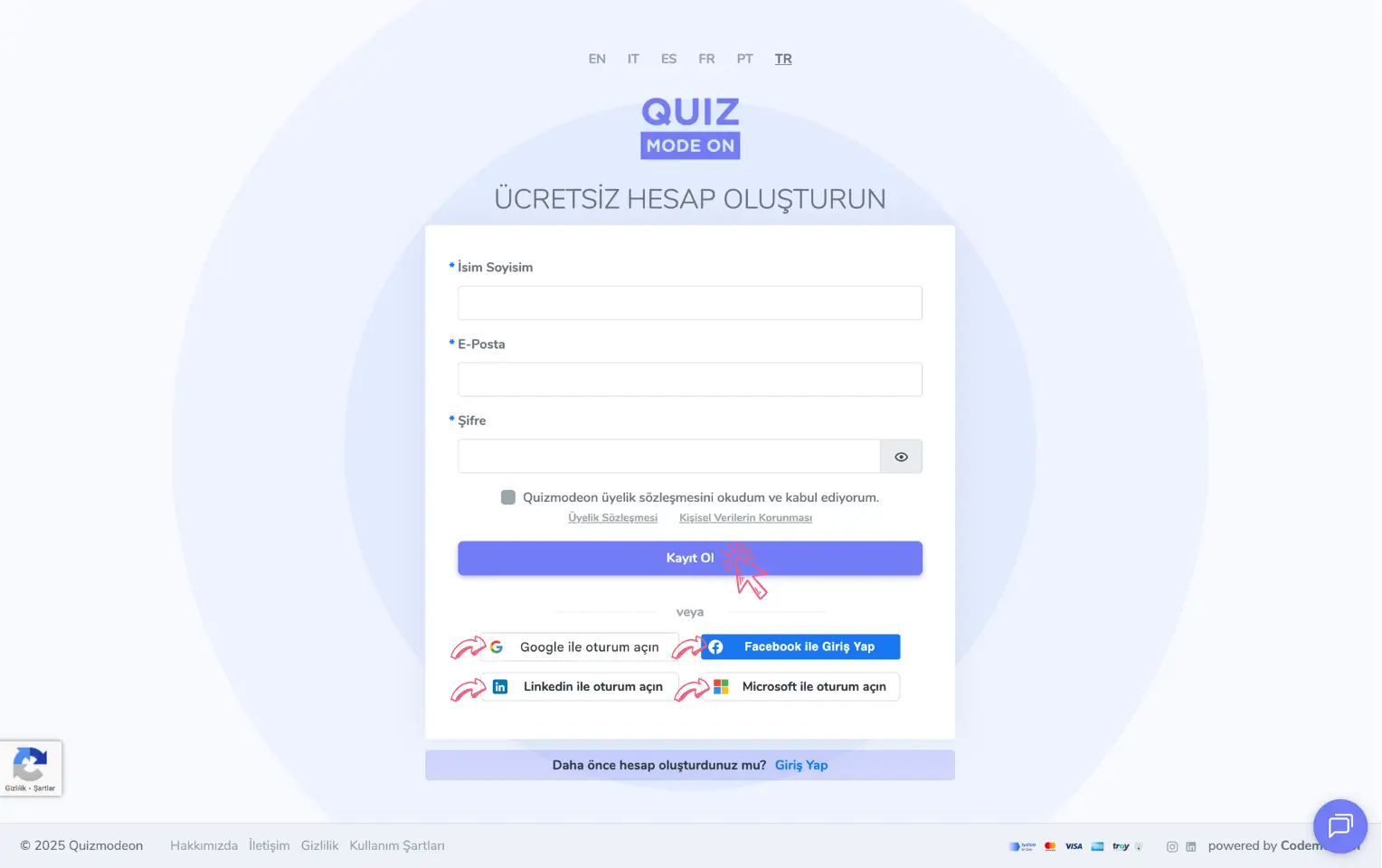 admin üye - portal - yeni üyelik hesabı oluşturma