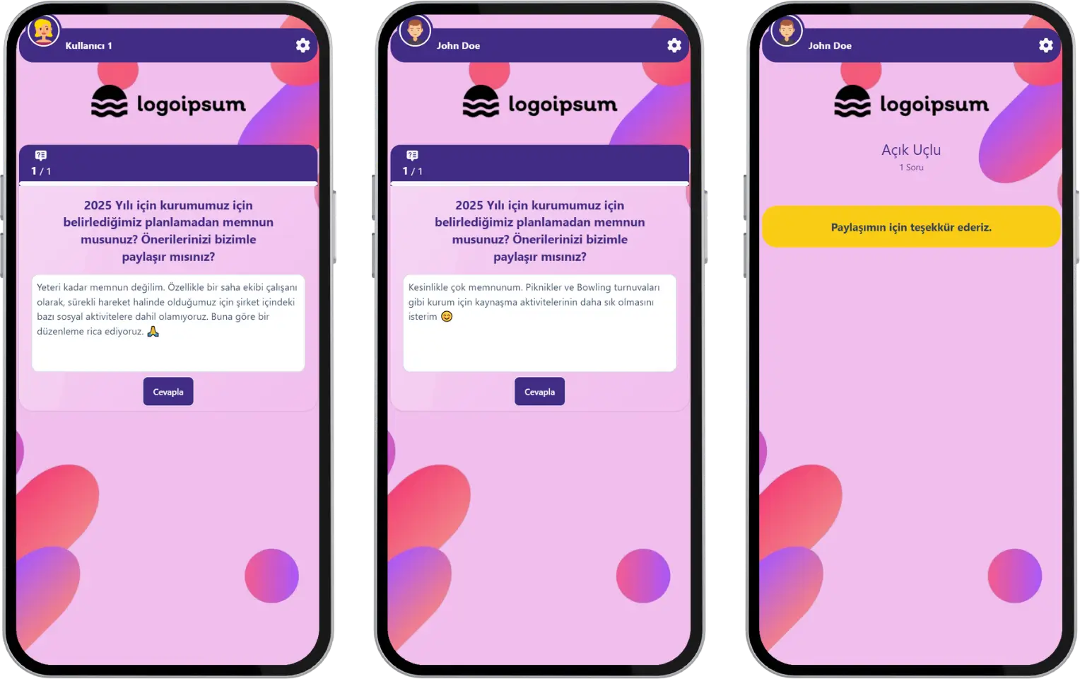 katılımcı - etkinlik akışı (açık uçlı) - soru cevaplama