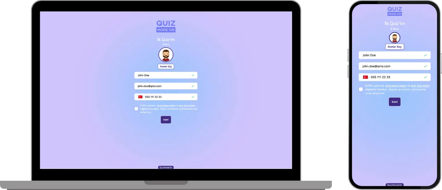 etkinlik ayarları - katılımcı girişi - kayıt bilgileri