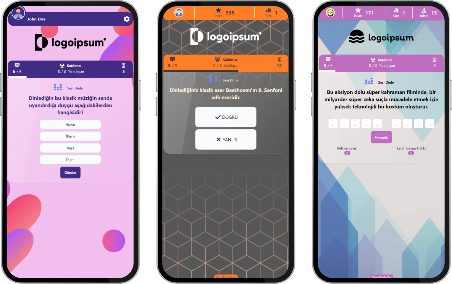 içerik özelleştirme - soru türleri - sesli sorular